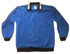 Champion Fleece 1/2 Zip Pullover Herren mittelblau gesticktes Logo Vintage - Bild 1 von 5