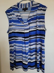 Dana Buchman Signature Blue Gray Print Knit Tank Top Women’s Size XL - Picture 1 of 3