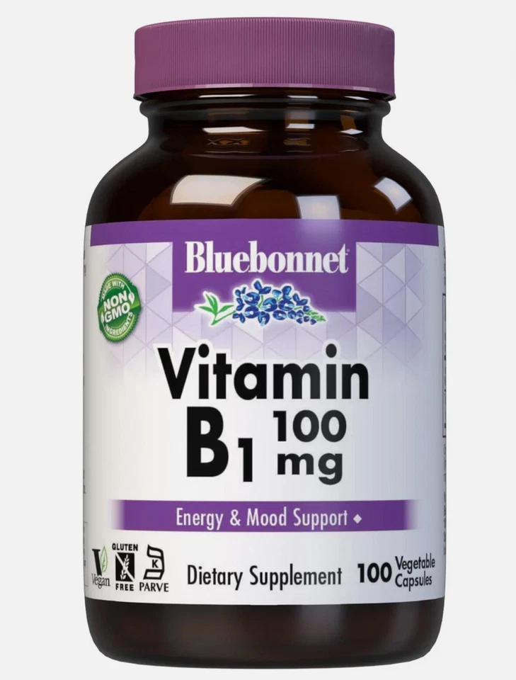 Витамин B-1 Bluebonnet 100 мг 100 растительных капсул срок годности 08/27 - Изображение 1 из 1