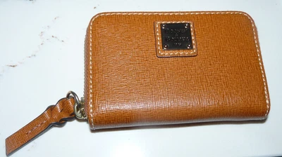 Dooney & Bourke Pebble Grain Small Zip Around Wallet Biscuit Brown 4.5 x 3 inch - Image 1 of 4