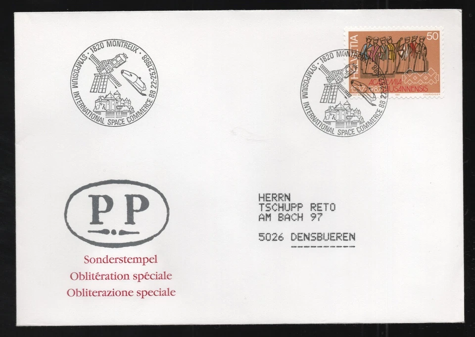 Suiza 1988 Simposio de Comercio Espacial Montreux Cubierta Foto 1 de 1