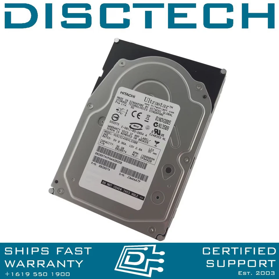 36GB HDD Hitachi 0B20874 / HUS151436VLS300 36GB SAS 15k Hard Drive - Image 1 of 3