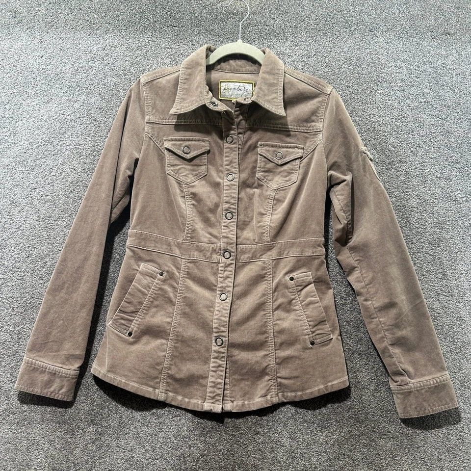 Chaqueta Aventura Mujer Pequeña Pana Marrón Algodón Orgánico Botón a Presión Foto 1 de 4