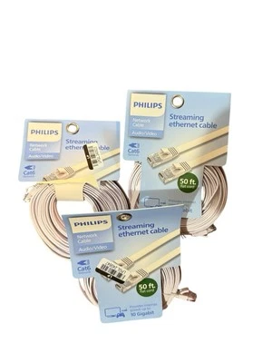 4 Roll 150ft Philips Audio/Video Network Cable Cat6 Flat Streaming Ethernet,50ft - Image 1 of 4