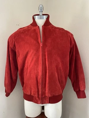 Vintage Red Suede Bomber Jacket Men’s Medium/Large - Potomac Sport - Image 1 of 4