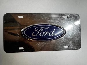 Ford Logo License Plate Chrome Stainless Steel 3D (12" x 6") - Picture 1 of 4