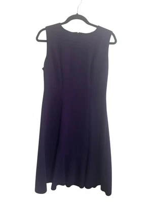 Elie Tahari Dress Womens 10 Purple Sleeveless Stretch Fit Flare Pleated #5699 - Image 1 of 4