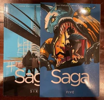 Saga Volumen 5 Y Saga Volumen 6 por Brian Vaughan y Fiona Staples (Imagen Comics) Foto 1 de 4