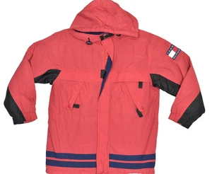 Vintage Tommy Hilfiger Men's Red Black Hooded Jacket Regular Size XL - Picture 1 of 8