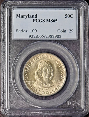 1934 Maryland Commemorative Half Dollar - PCGS MS65 Toned - ✪COINGIANTS✪ - Image 1 of 2