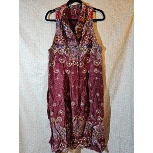 Free People Come See about Me Maxi Trägerkleid Gr. MED Burgund/Blumen/Boho - Bild 1 von 10