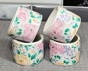 Vintage Set Of 4 Audrey Floral Napkin Rings Porcelain Floral Cottagecore - Imagen 1 de 15