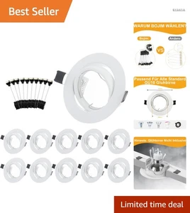 Einbaustrahler GU10 Set 10 Stück Weiß Schwenkbar Deckeneinbaurahmen LED Lampen - Bild 1 von 10