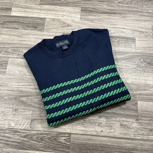 BROOKS BROTHER Crewneck Pullover Green / Dark Blue Knit Sweater Men's Size S - Picture 1 of 7