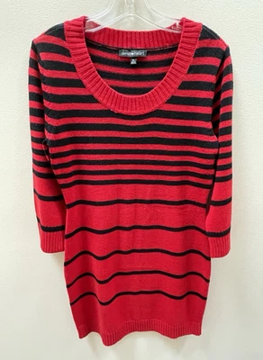 Vestido Suéter Derek Corazón Mujer XL Tejido Rayas Rojo Negro Mangas 3/4 Acrílico Foto 1 de 4
