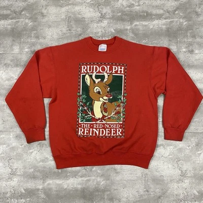 SUDADERA VINTAGE AÑOS 90 RUDOLPH RENO NARIZ ROJA HOMBRE L FEO NAVIDAD SUÉTER Foto 1 de 4