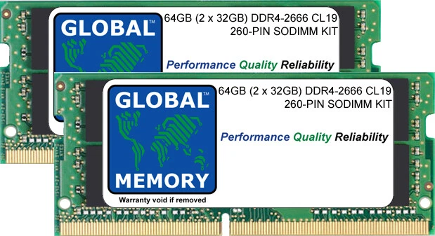 64GB (2x32GB) DDR4 2666MHz PC4-21300 260-PIN SODIMM MEMORY RAM KIT FOR LAPTOPS - Image 1 of 1