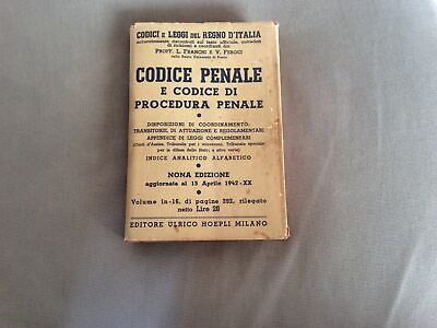 Codice Penale Del 1942 Hoepli • 11€