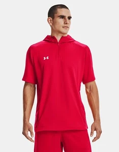 Mens Command Short Sleeve Hoodie Red/White Lightweight Under Armour 1/4 Zip LRG - Picture 1 of 6