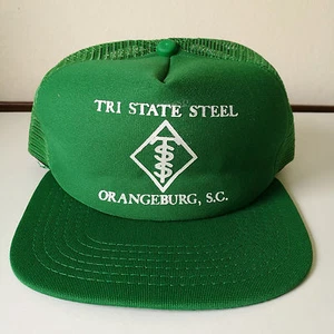 Vintage Tri State Steel Orangeburg SC Mesh Snapback Trucker Hat Green - Picture 1 of 6