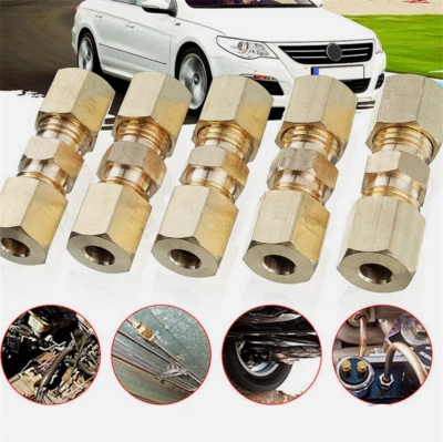 5X Brass Compression Pipe Line Joint Connector Coupler Brake Lines Union 3/16" - Image 1 of 4
