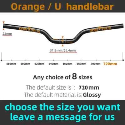 MTB Bicycle Handlebar Full Carbon Riser Bar 580mm To 720mm Diameter 31.8 25.4mm - Image 1 of 4