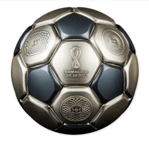 FIFA 2022 Doha Solomon Islands 10$ 2022. 99,9% silver coin 3D ball shape - Picture 1 of 2