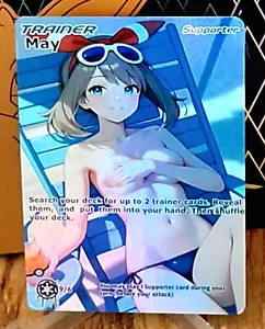 Pokemon May Anima Waifu Sexy Doujin ACG DIY Trainer Full Art Karte Holo - Bild 1 von 2