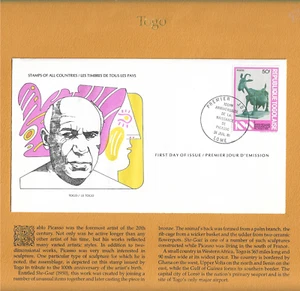 Togo 1981 First Day of Issue She-Goat by Picasso 50f 1x Authenticated 12-355 - Picture 1 of 5