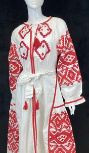 Julia Amory Women's White/Red 100% Cotton Made In India Dress, Size M - Picture 1 of 13