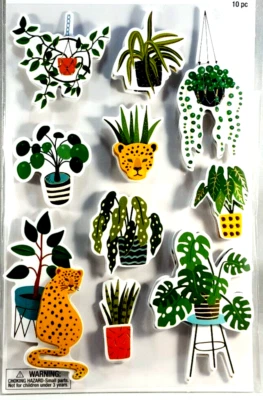 House Plants Cheetah Hanging Flora Jungle La Petites 3D Stickers - Image 1 of 2