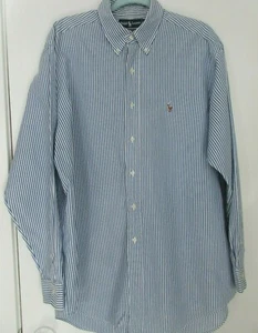 Polo Ralph Lauren Men’s 16.5 34/35 MEDIUM SHIRT ANDREW 100% COTTON BLUE STRIPE  - Picture 1 of 6