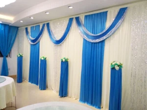 Faltbare Hintergrund Gardine Vorhänge für Hochzeit Bühne Party 3mx3m Veranstaltungsort Dekorationen - Bild 1 von 3