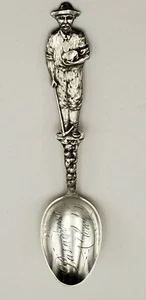  Cuchara de recuerdo de plata Pasadena, California con figura minera #7415 - Imagen 1 de 11
