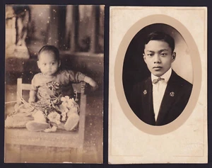 Philippines FILIPINO MAN & CHILD 2 RPPC Vintage Postcards H16 - Picture 1 of 3