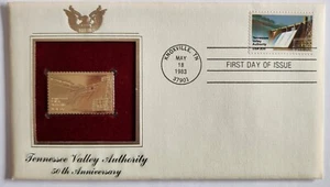 Tennessee Valley Authority - 22K GOLD Replica 1st Day Cover Historic Stamp - Picture 1 of 2