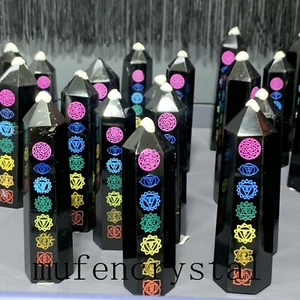 2.2LB Natural obsidian quartz obelisk crystal wand point healing 10PC - Picture 1 of 12