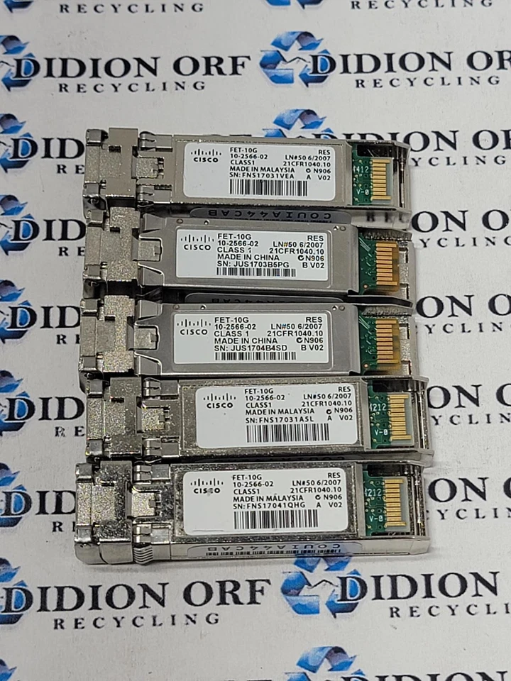 Lote de 5 módulos de fibra óptica Cisco FET-10G 10G SFP+ SKU 3702 Foto 1 de 1