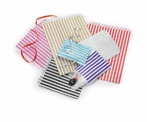 CANDY STRIPE PAPER BAGS SWEET FAVOUR BUFFET GIFT SHOP PARTY Small Medium Large - Picture 1 of 2