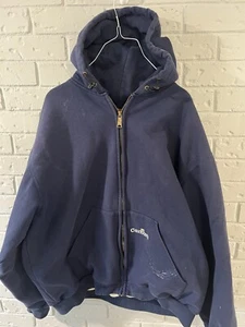 Sudadera con capucha vintage Y2K Carhartt para hombre XL azul K129 NVY forrada de peso pesado con cremallera - Imagen 1 de 11