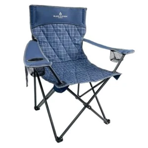 Black Sierra Oversized Camping Folding Chair, Heavy Duty Outdoor Seat Supports - Picture 1 of 8