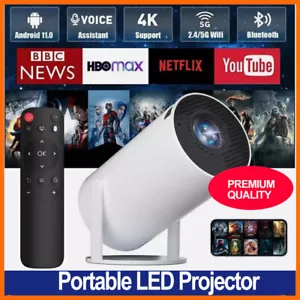 LED Smart Mini Projector Portable 5G 4K HD WiFi Bluetooth USB Android Theater - Picture 1 of 22