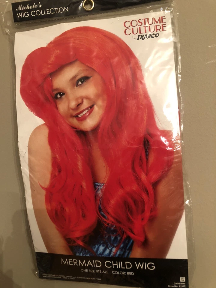 NIÑO NIÑOS ROJO ARIEL LARGO RECTO DISNEY LA SIRENITA NIÑAS DISFRAZ PELUCA  Foto 1 de 4