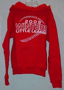JERZEES 2009 WINTERS CALIFORNIA LITTLE LEAGUE BOYS RED HOODED SWEATSHIRT NEW MED - Picture 1 of 3