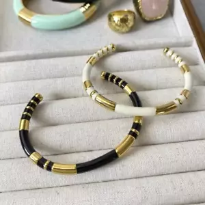Emaille gedrehter Messing Aurelie Bidermann Armreif edles Armband Damen - Bild 1 von 15