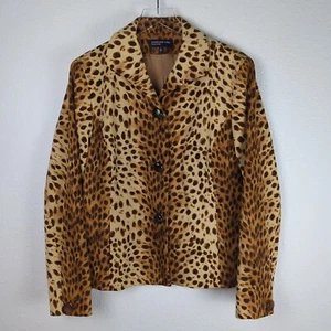 Jones New York Women's Suit Jacket 16 Leopard 3 Button Slit Pocket REPAIRED - Picture 1 of 12