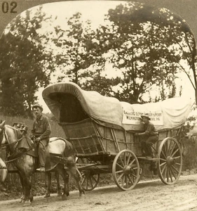 Keystone Stereoview Conestoga Wagon: Powder for Perry 1930's History Set #H102 - Picture 1 of 3