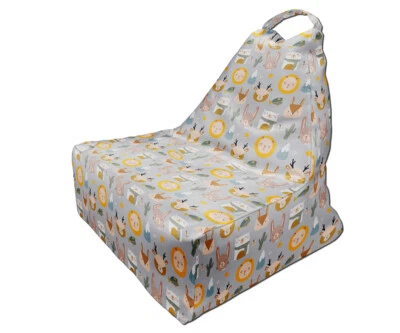 Silla Bean Bag, Colorido Diseño Estampado Animales del Bosque, Impresión Completa, Hecha en UE Foto 1 de 4