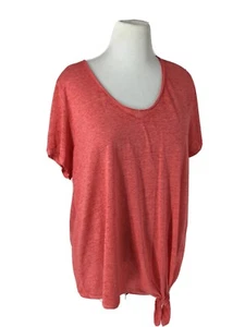 Women's T-Shirts Plus Size 3X Short Sleeve Pinkish Red Bottom Tie Planet Gold - Picture 1 of 12