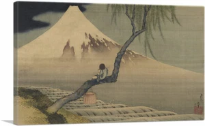 ARTCANVAS Boy Viewing Mount Fuji 1839 Canvas Art Print by Katsushika Hokusai - Picture 1 of 14